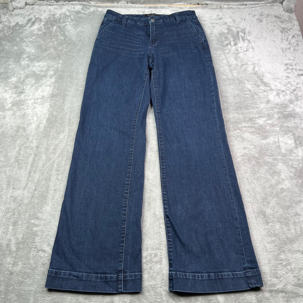 Banana Republic Trouser Wide Leg Jean Womens 28/6 Dark Blue Solid Stretch Denim